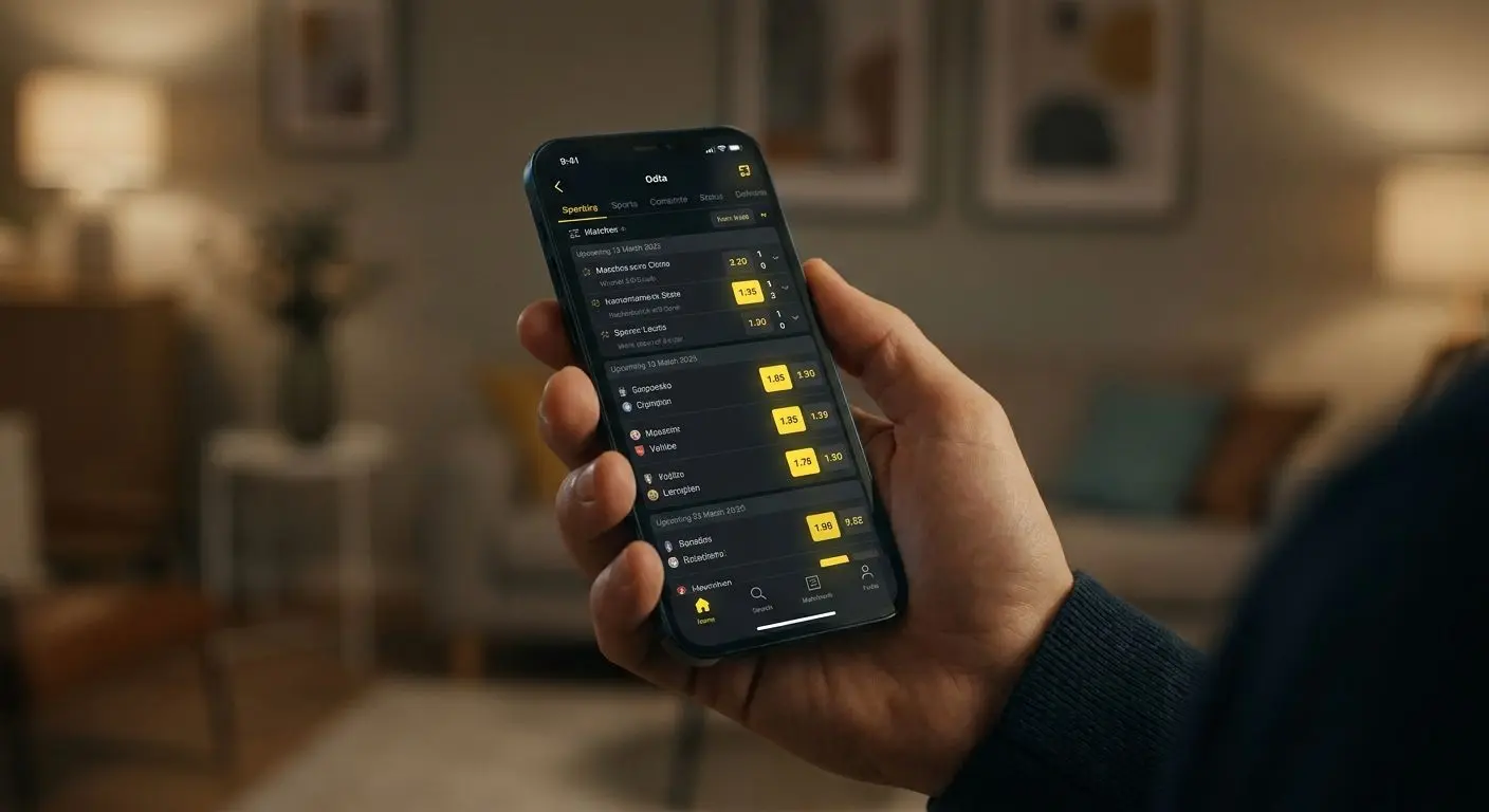 Interfaccia mobile bwin su smartphone con elenco eventi sportivi