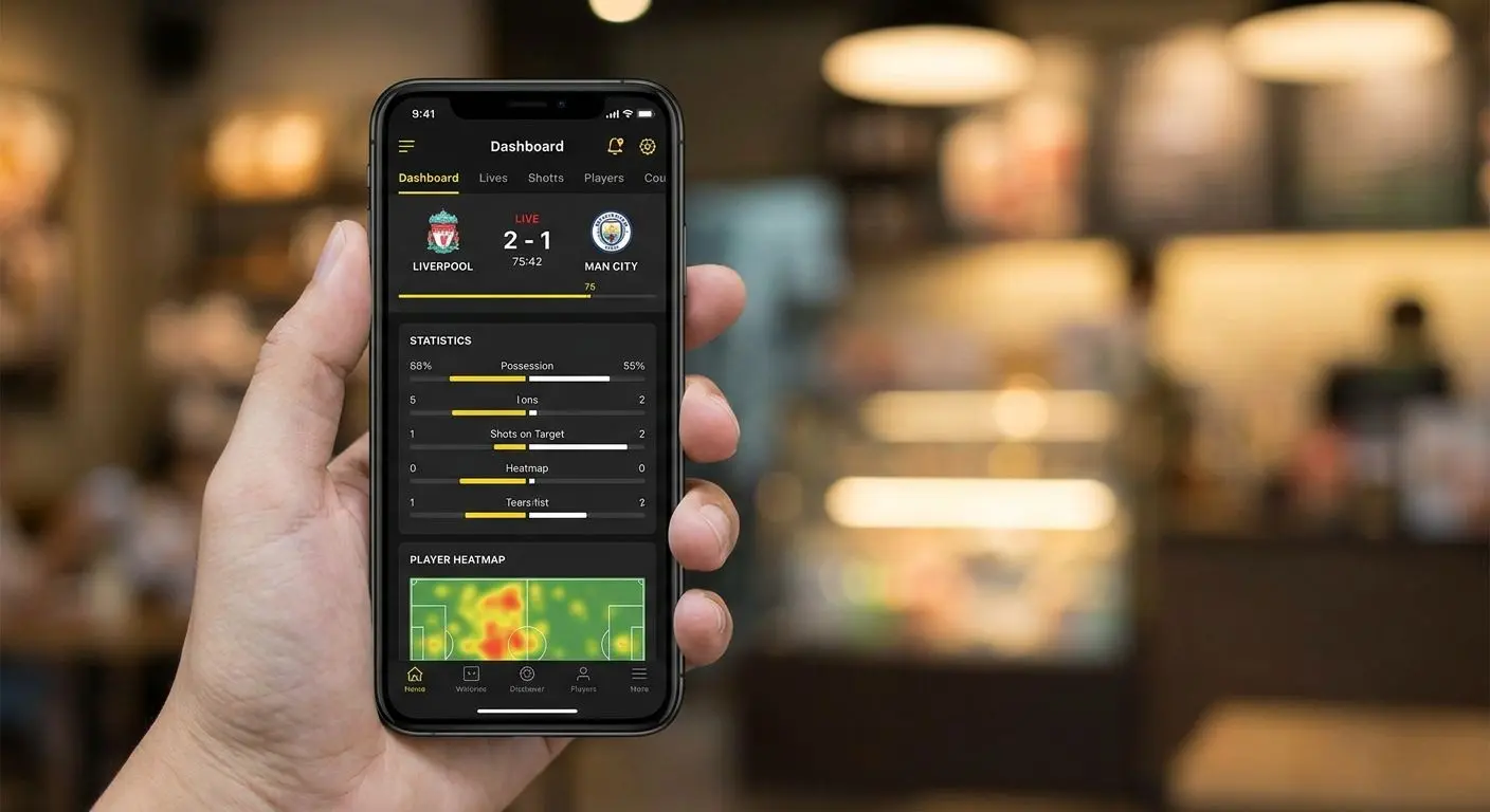 Schermata live dell’app bwin con dati sportivi in tempo reale