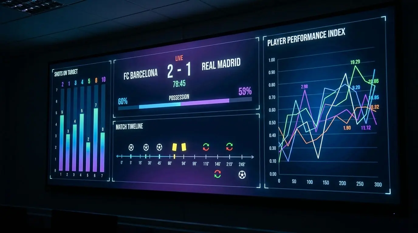Funzioni live calcio Schermata live di partita con quote e tabellone in tempo reale