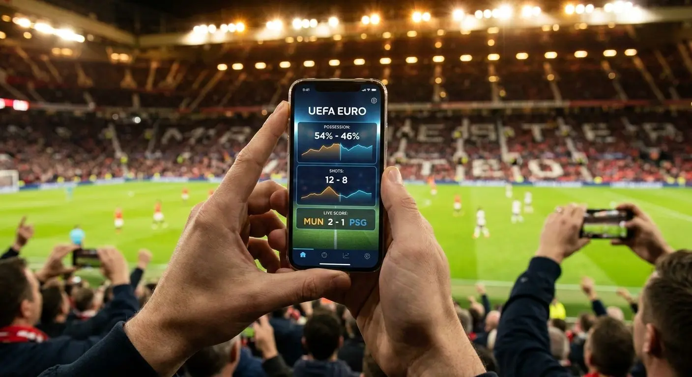 Dispositivo mobile con dati live di una partita europea in corso