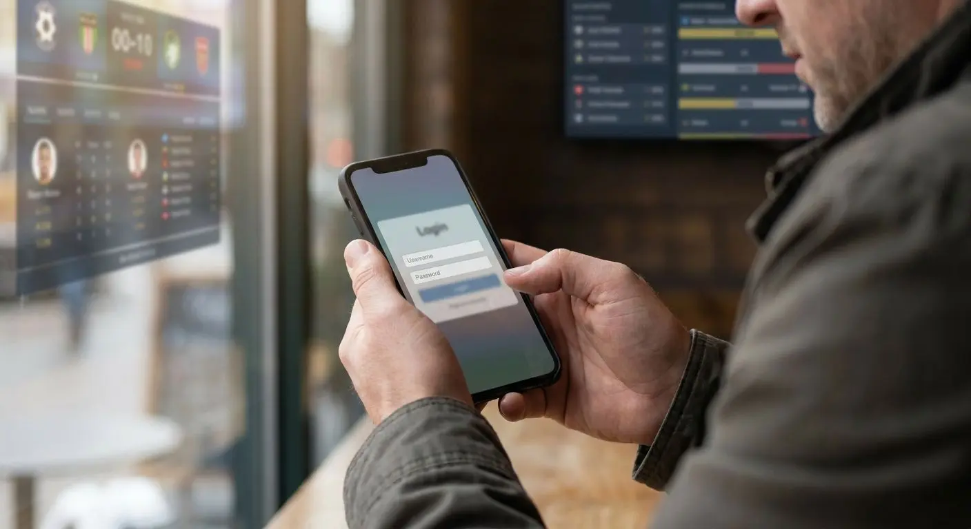 Accesso mobile al conto da smartphone con schermata di login