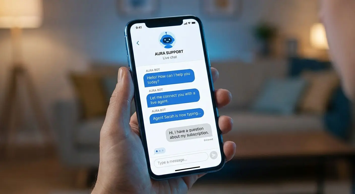 Chat di supporto su smartphone con assistenza online